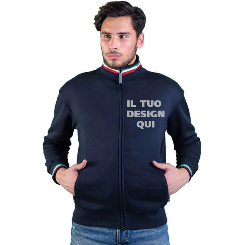 Felpa  unisex collo a lupetto tricolore