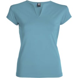 T-shirt donna maniche corte girocollo con apertura a V