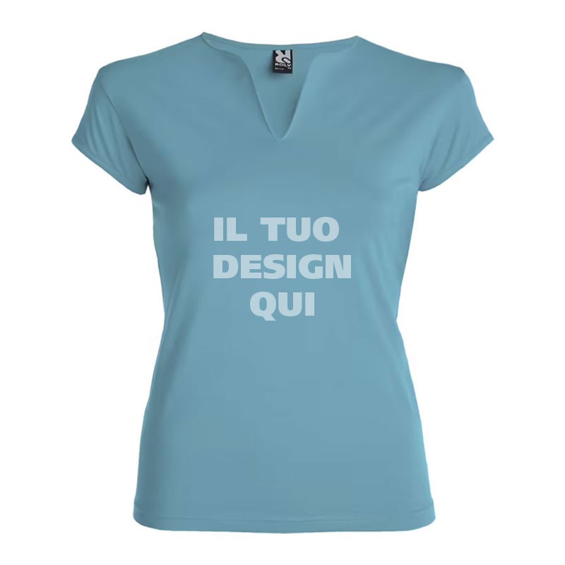 T-shirt donna maniche corte girocollo apertura a V