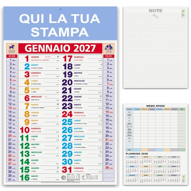 Calendario Olandese multicolor