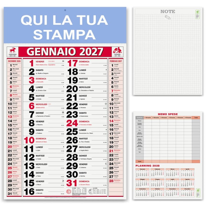 Calendario Olandese Back Notes