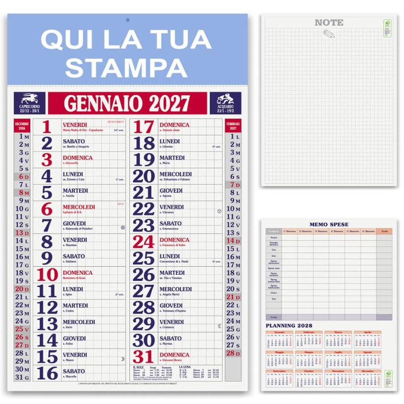 Calendario Olandese Quadrettato