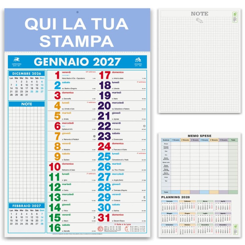 Calendario Olandese Notes Multicolor